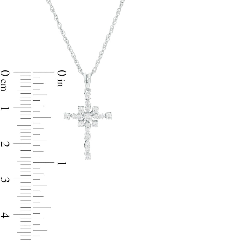 0.25 CT. T.W. Natural Diamond Art Deco Cross Pendant in 10K White Gold