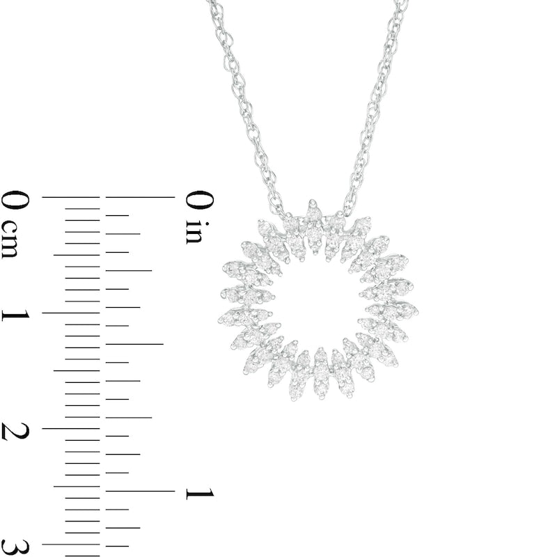 0.5 CT. T.W. Natural Diamond Starburst Pendant in 10K White Gold