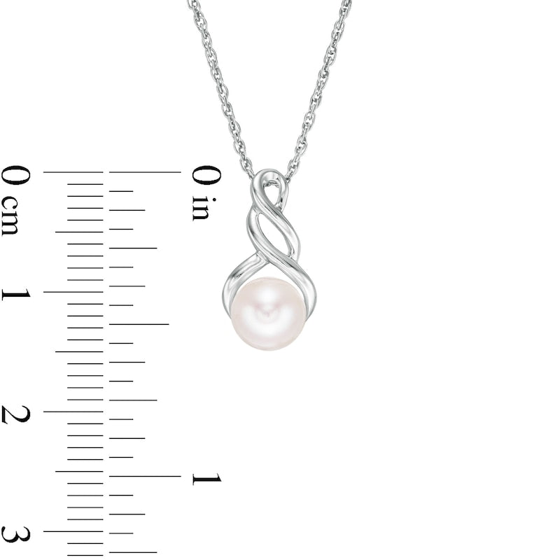 7.0mm Cultured Freshwater Pearl Cascading Drop Pendant in 10K White Gold