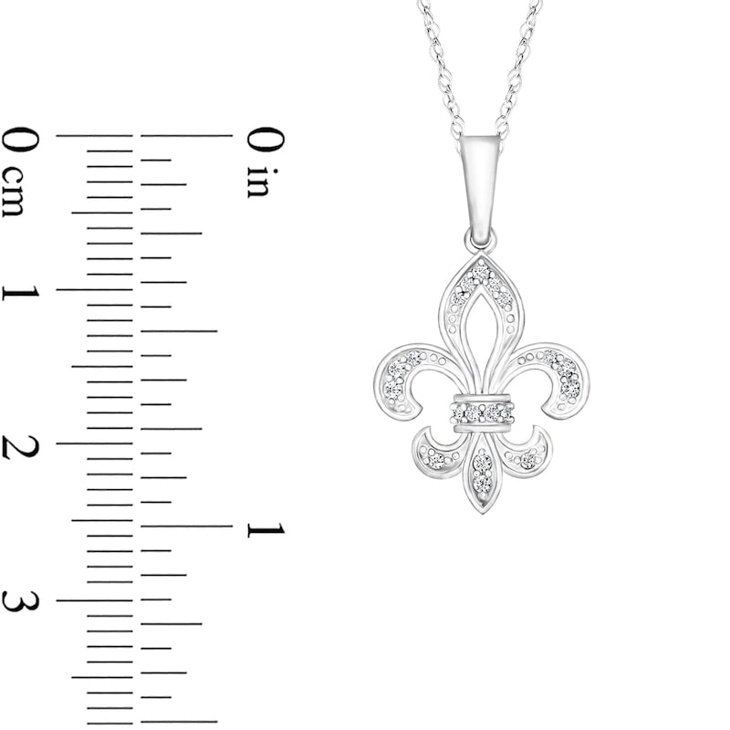 0.1 CT. T.W. Natural Diamond Fleur-de-Lis Pendant in Sterling Silver