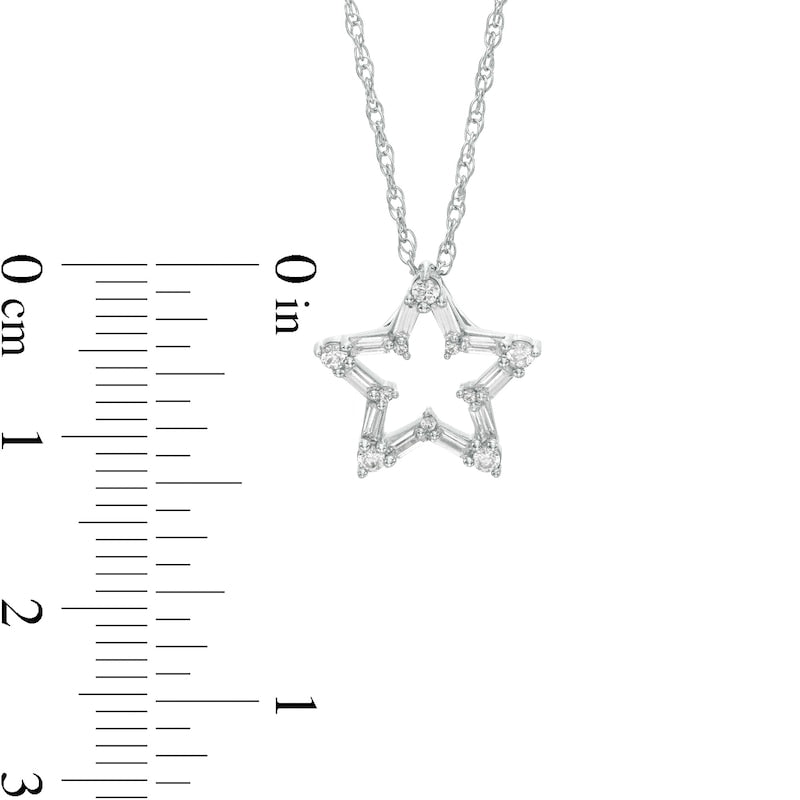 0.25 CT. T.W. Natural Diamond Star Outline Pendant in 10K White Gold