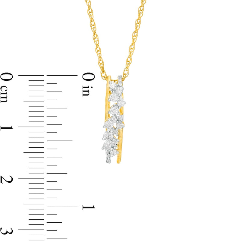 0.2 CT. T.W. Natural Diamond Linear Scatter Drop Pendant in 10K Yellow Gold