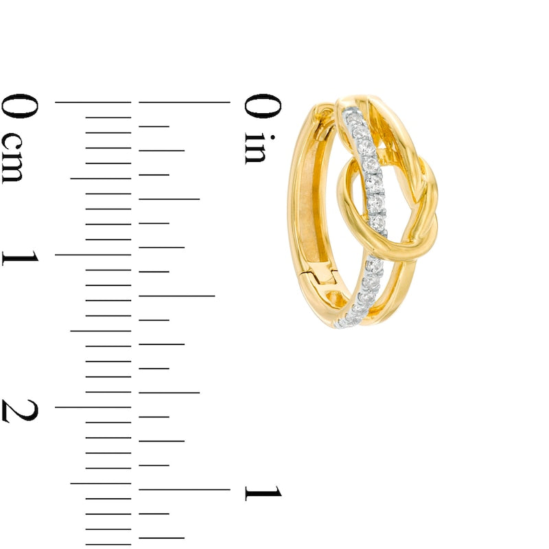 0.2 CT. T.W. Diamond Pretzel Knot Hoop Earrings in 10K Gold