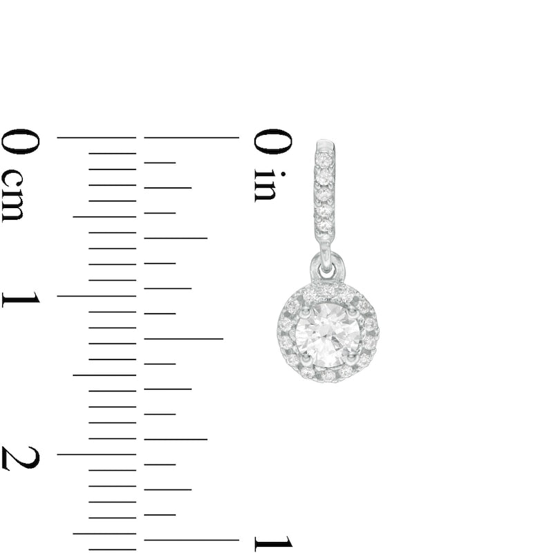 5/8 T. T.W. Diamond Frame Drop Earrings in 14K White Gold