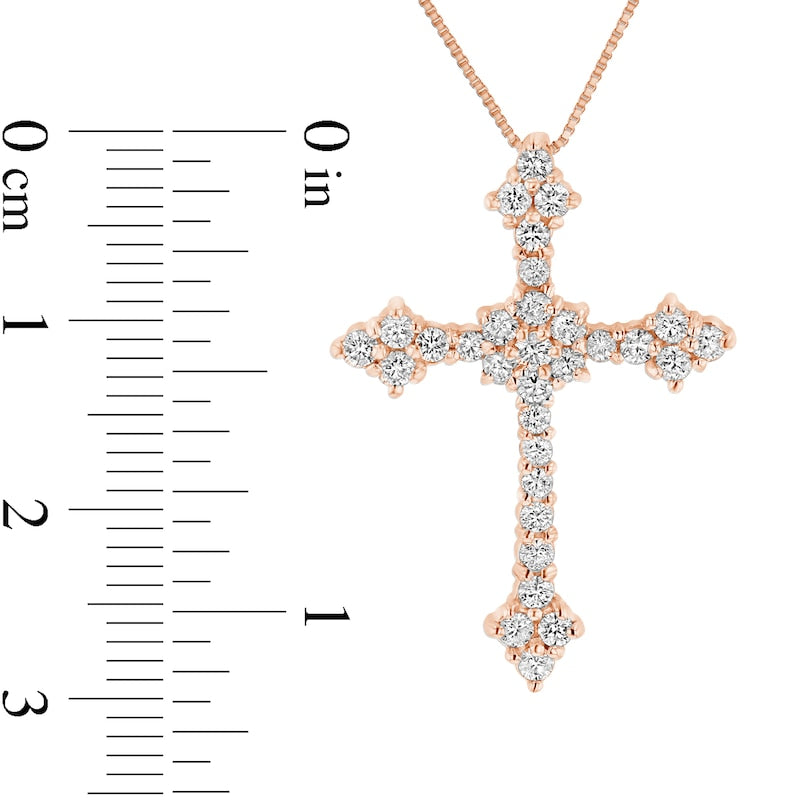 0.75 CT. T.W. Composite Natural Diamond Cross Pendant in 14K Rose Gold (I/I1)