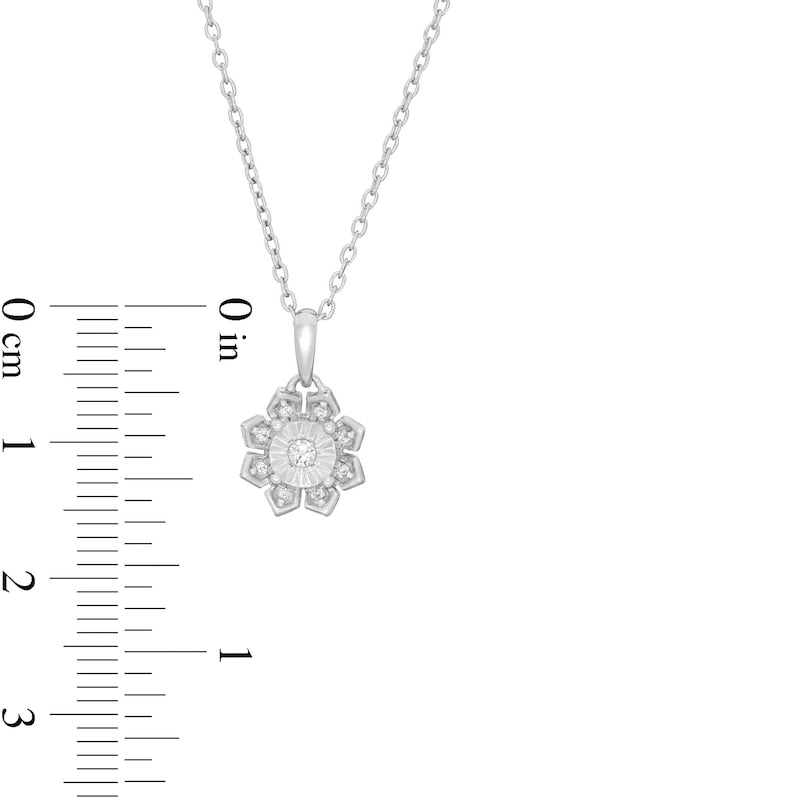 0.07 CT. T.W. Natural Diamond Frame Flower Pendant in Sterling Silver