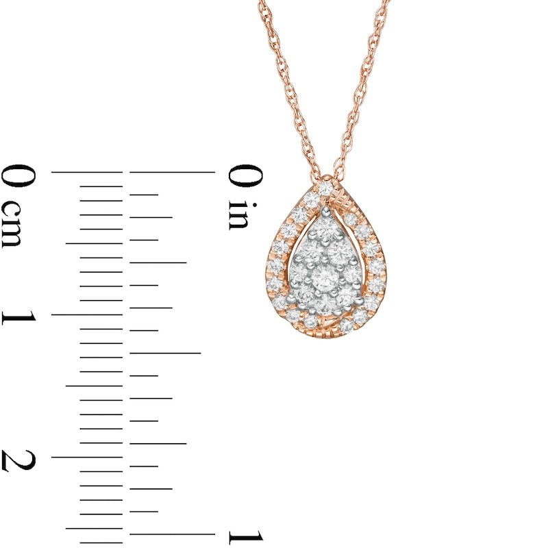 0.25 CT. T.W. Composite Pear-Shaped Natural Diamond Teardrop Frame Pendant in 10K Rose Gold