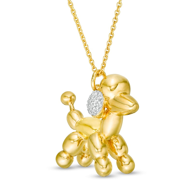 0.05 CT. T.W. Natural Diamond Balloon Poodle Pendant in Sterling Silver with 14K Gold Plate