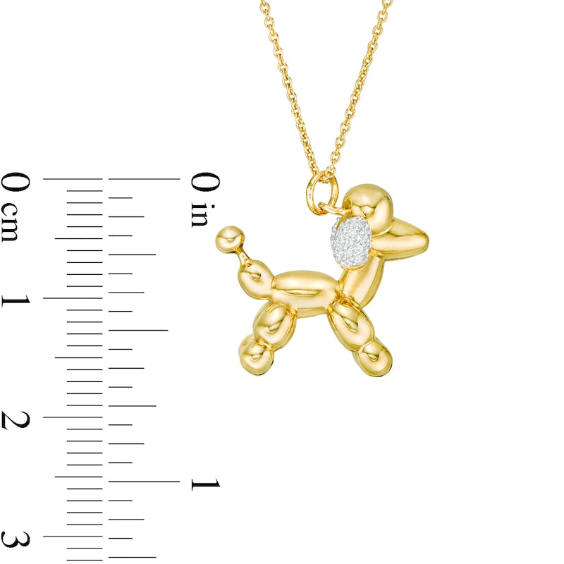 0.05 CT. T.W. Natural Diamond Balloon Poodle Pendant in Sterling Silver with 14K Gold Plate