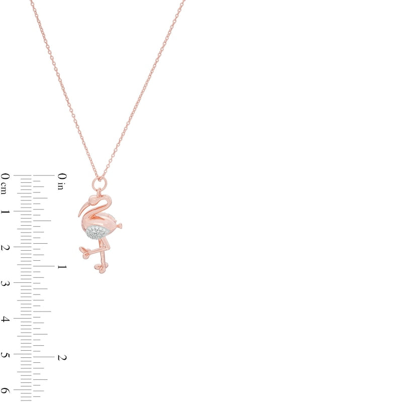 0.1 CT. T.W. Natural Diamond Flamingo Pendant in Sterling Silver with 14K Rose Gold Plate