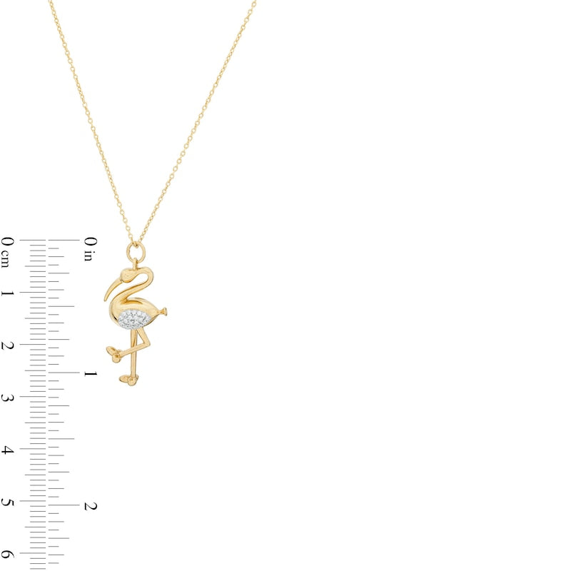 0.1 CT. T.W. Natural Diamond Flamingo Pendant in Sterling Silver with 14K Gold Plate