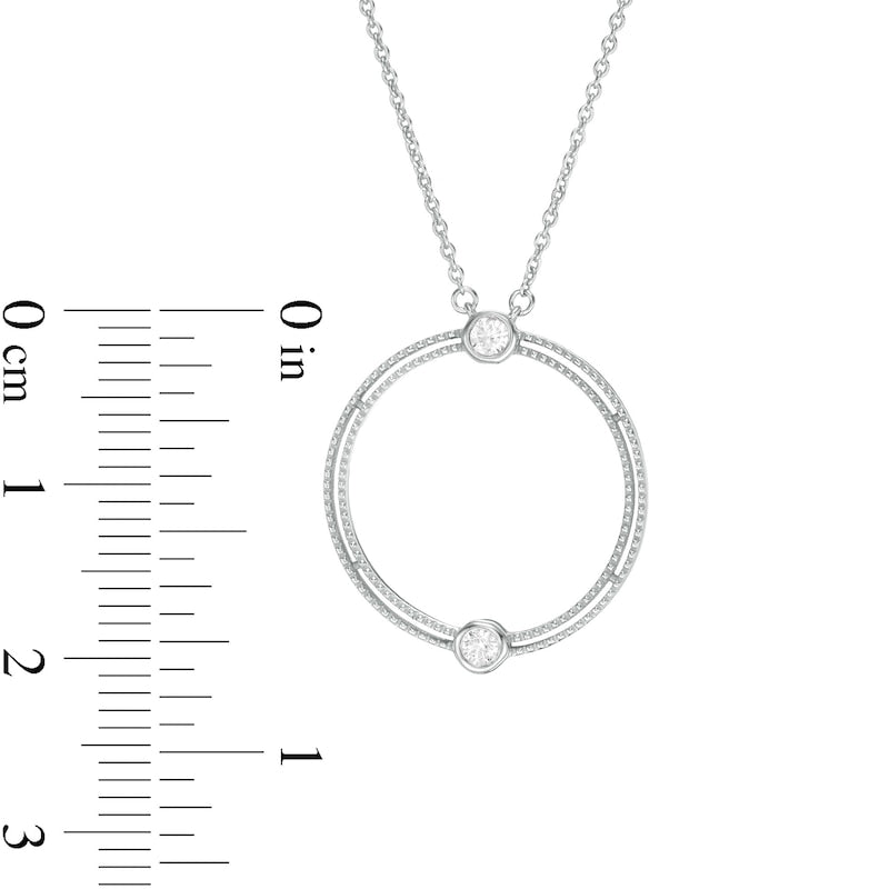 0.1 CT. T.W. Natural Diamond Double Row Open Circle Necklace in 10K White Gold