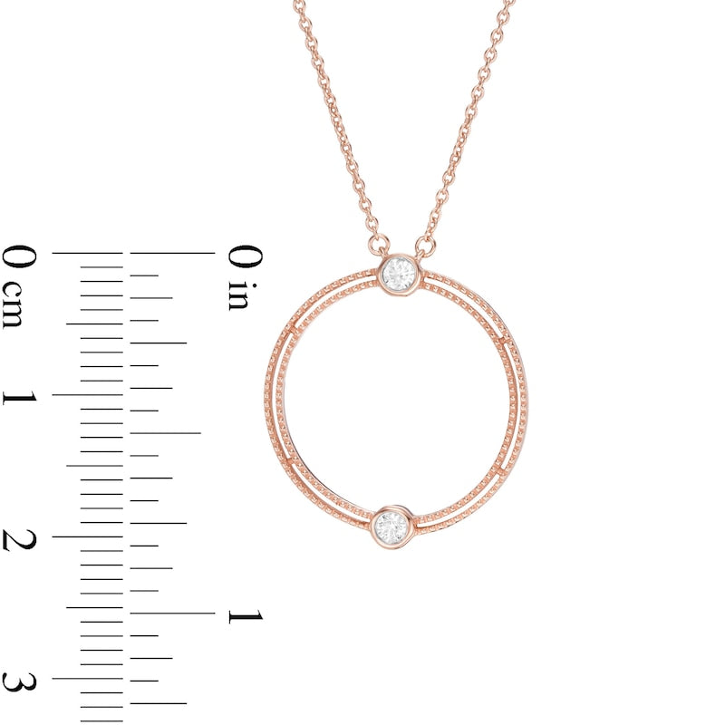 0.1 CT. T.W. Natural Diamond Double Row Open Circle Necklace in 10K Rose Gold