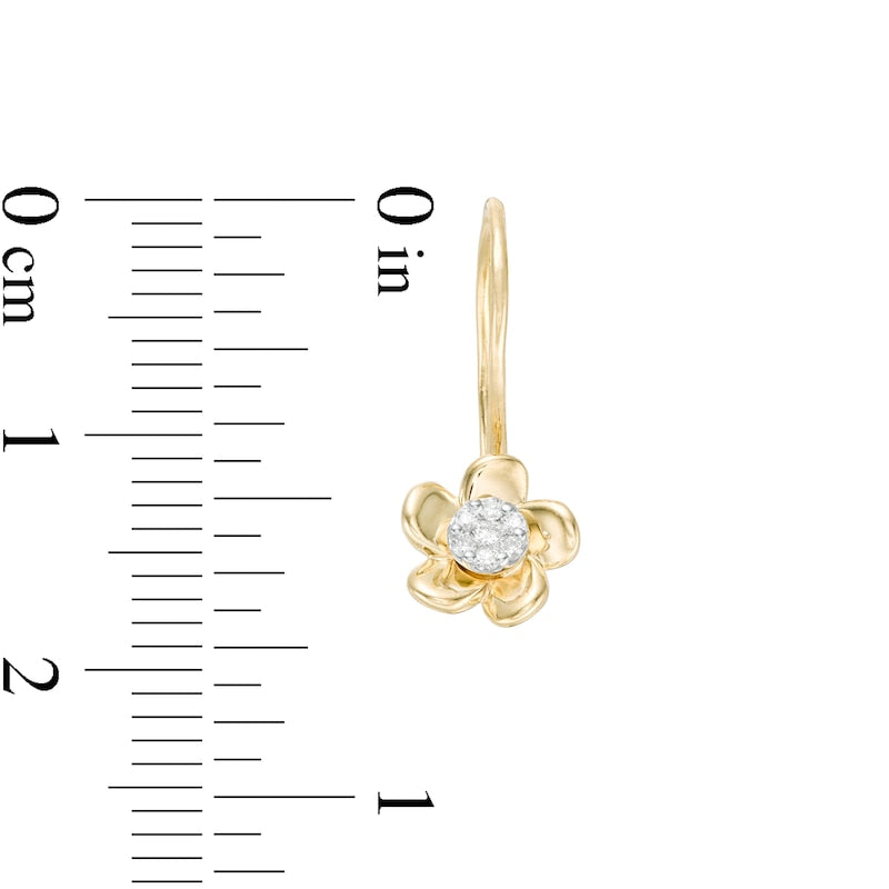 0.1 CT. T.W. Composite Diamond Flower Drop Earrings in 10K Gold