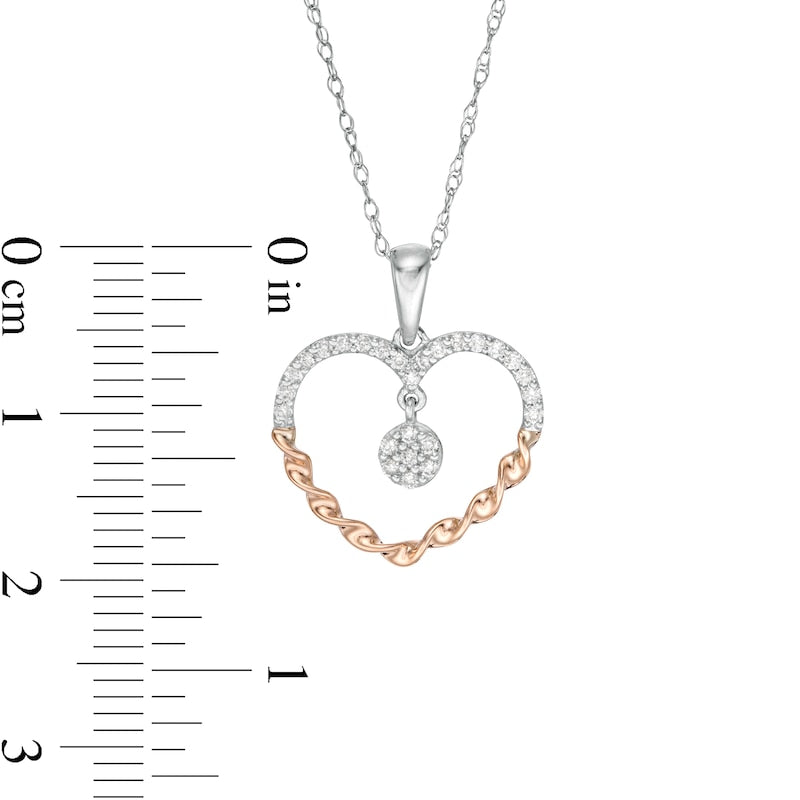 0.13 CT. T.W. Composite Natural Diamond Twist Heart Outline Pendant in 10K Two-Tone Gold