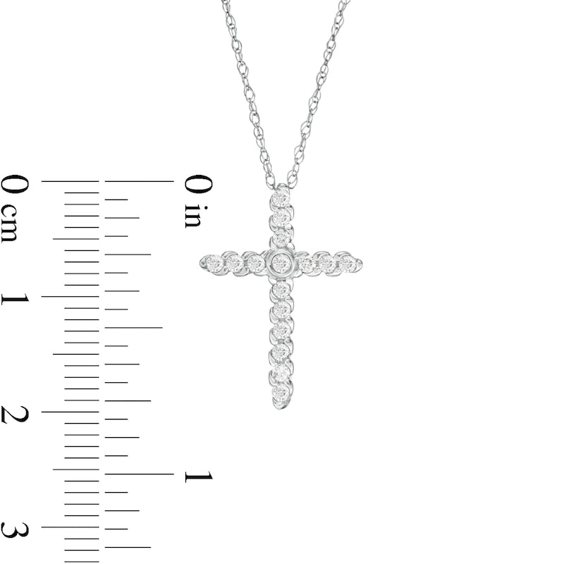 0.25 CT. T.W. Natural Diamond Spiral Cross Pendant in 10K White Gold