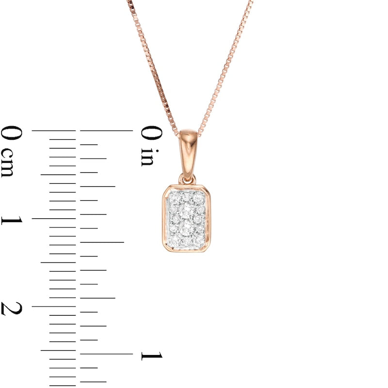 0.13 CT. T.W. Composite Natural Diamond Rectangle Pendant in 10K Rose Gold