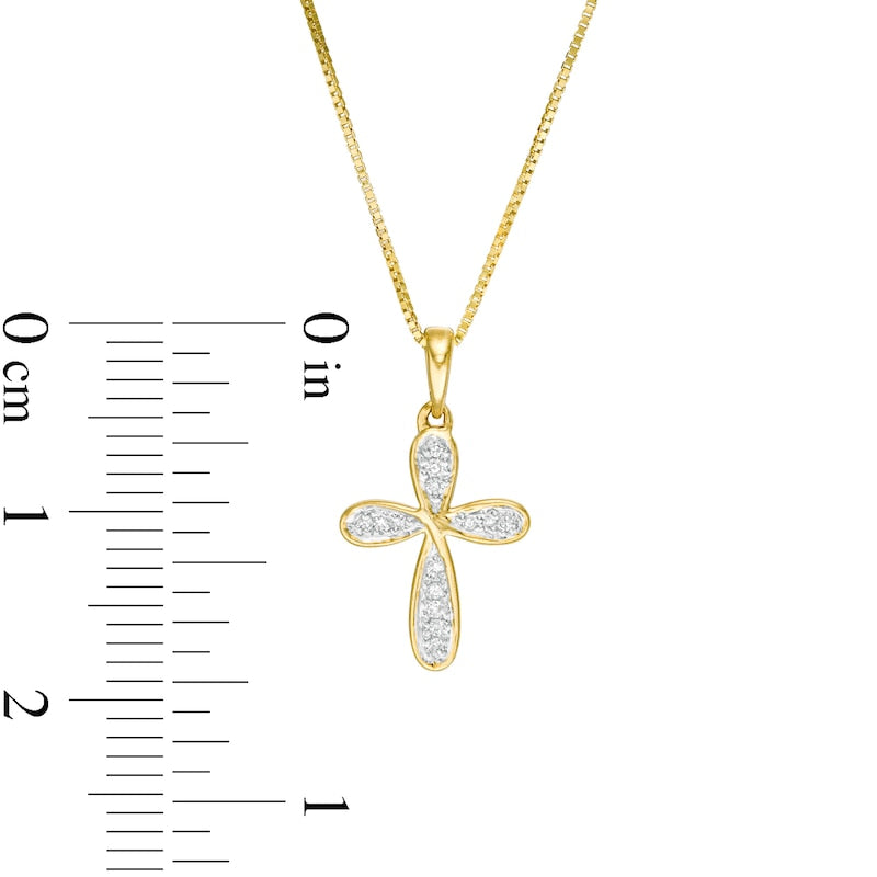 Natural Diamond Accent Loop Cross Pendant in 10K Yellow Gold