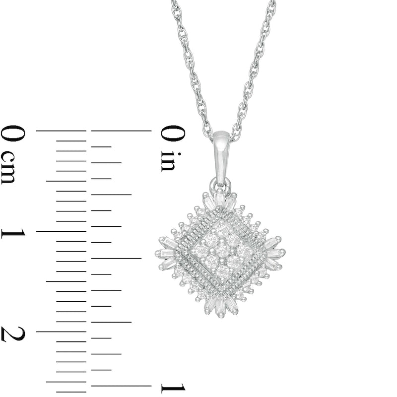 0.25 CT. T.W. Composite Natural Diamond Tilted Square Antique Vintage-Style Pendant in 10K White Gold