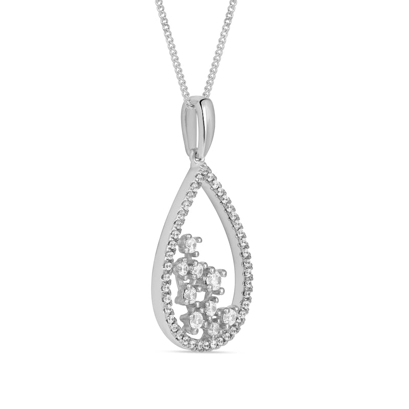 0.38 CT. T.W. Natural Diamond Scatter Teardrop Pendant in 10K White Gold