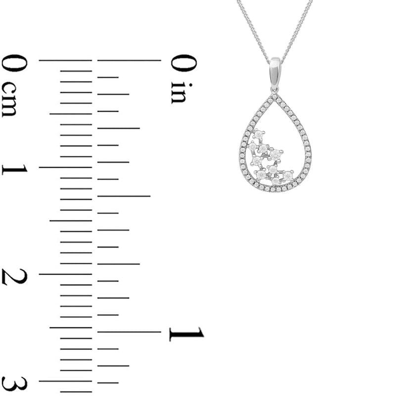 0.38 CT. T.W. Natural Diamond Scatter Teardrop Pendant in 10K White Gold