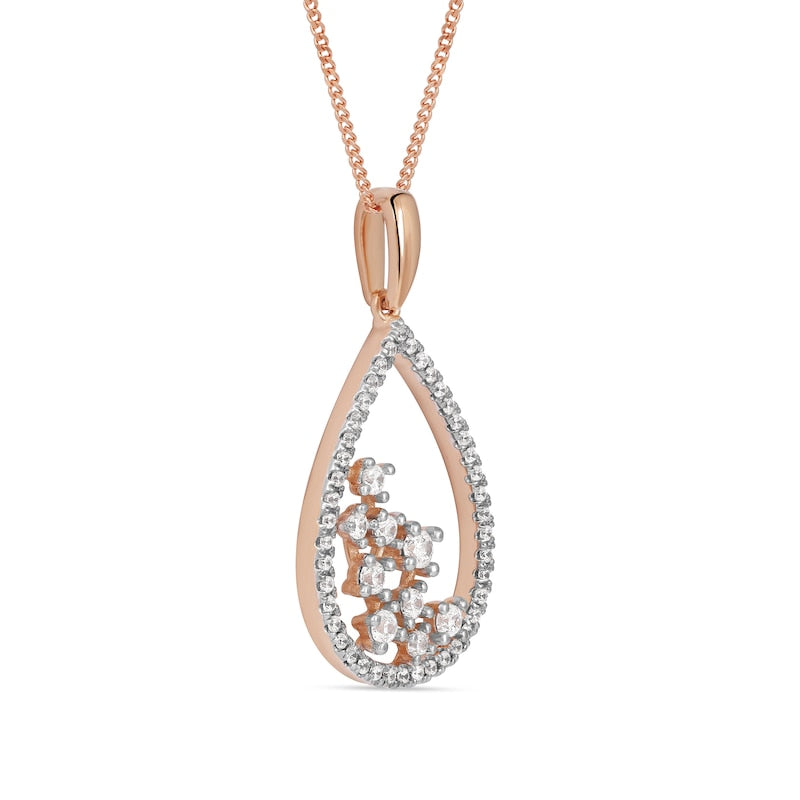 0.38 CT. T.W. Natural Diamond Scatter Teardrop Pendant in 10K Rose Gold