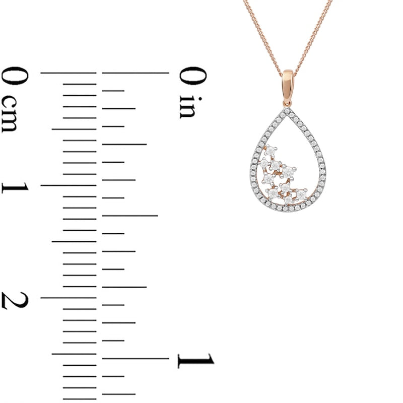 0.38 CT. T.W. Natural Diamond Scatter Teardrop Pendant in 10K Rose Gold