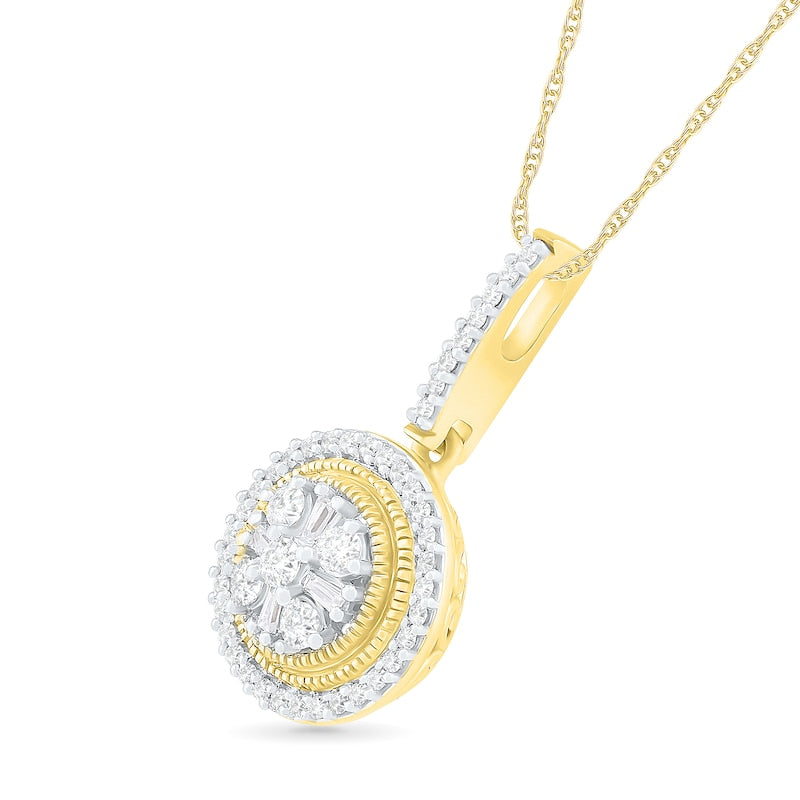 0.33 CT. T.W. Composite Natural Diamond Frame Drop Pendant in 10K Yellow Gold