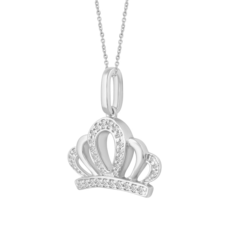 0.13 CT. T.W. Natural Diamond Crown Pendant in 14K White Gold