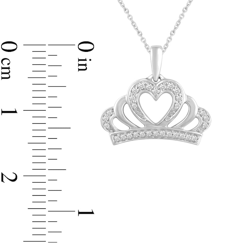 0.1 CT. T.W. Natural Diamond Heart-Top Crown Pendant in 14K White Gold