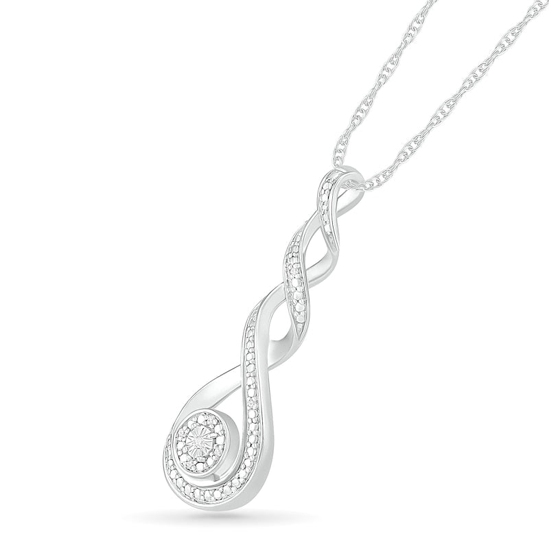 Natural Diamond Accent Cascading Teardrop Pendant in Sterling Silver