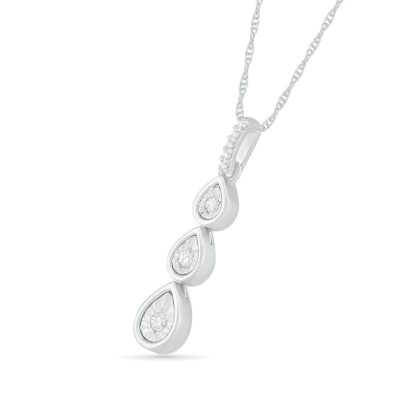 Natural Diamond Accent Triple Teardrop Pendant in Sterling Silver