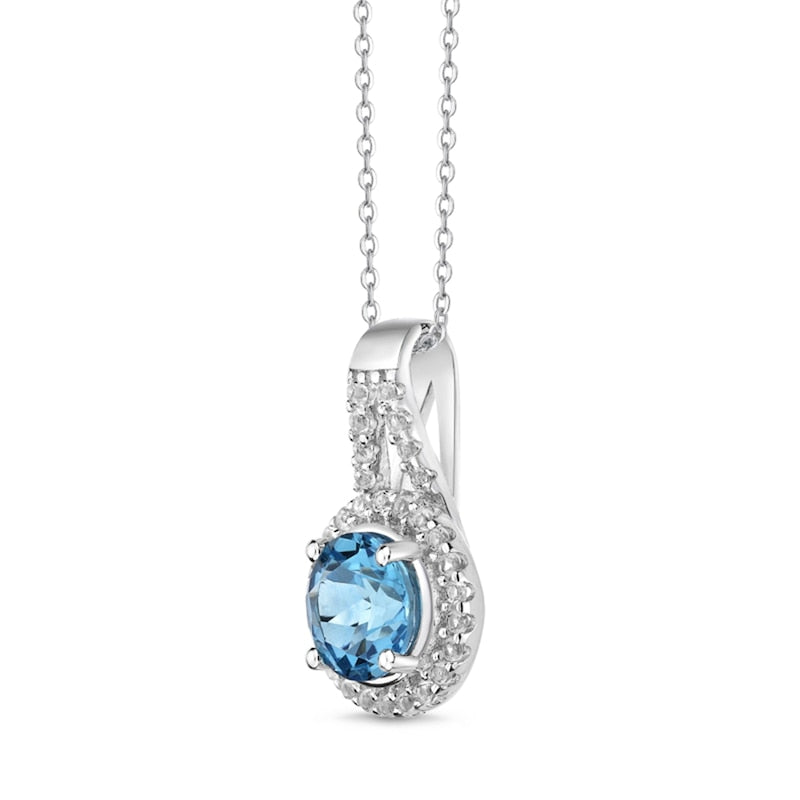 6.0mm Blue and White Topaz Frame Teardrop Pendant in Sterling Silver