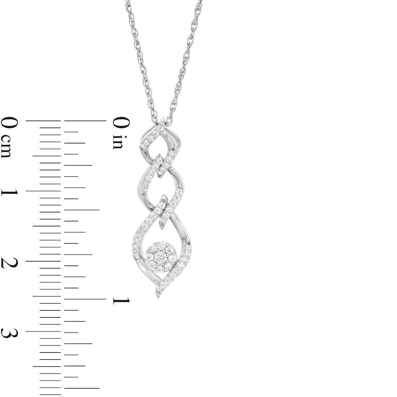 0.25 CT. T.W. Composite Natural Diamond Triple Flame Drop Pendant in 10K White Gold