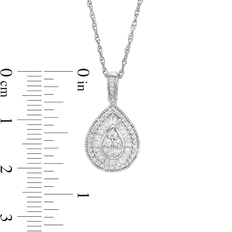 0.38 CT. T.W. Composite Natural Diamond Teardrop Pendant in 10K White Gold