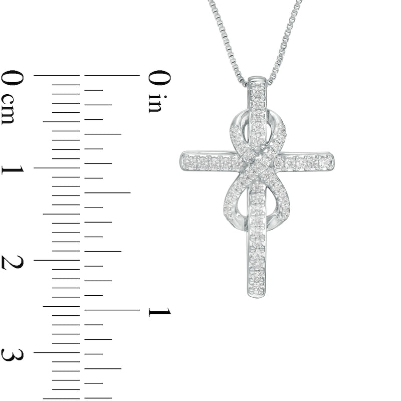 0.25 CT. T.W. Natural Diamond Cross with Infinity Pendant in Sterling Silver