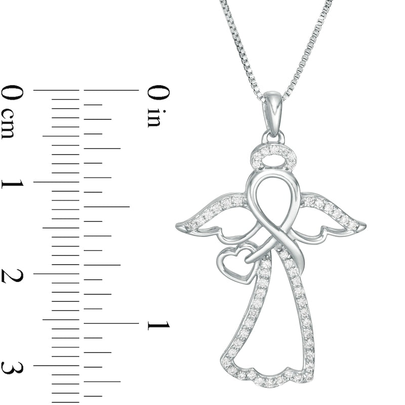 0.25 CT. T.W. Natural Diamond Infinity Angel with Angel Drop Pendant in Sterling Silver