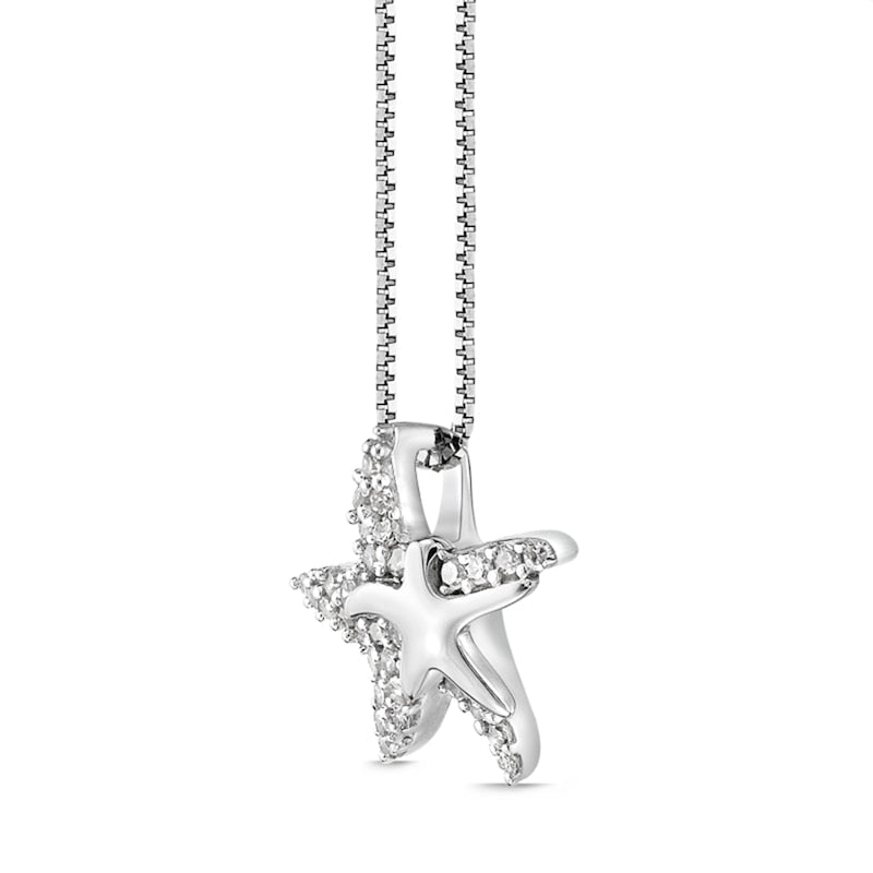 0.1 CT. T.W. Natural Diamond Double Starfish Pendant in Sterling Silver