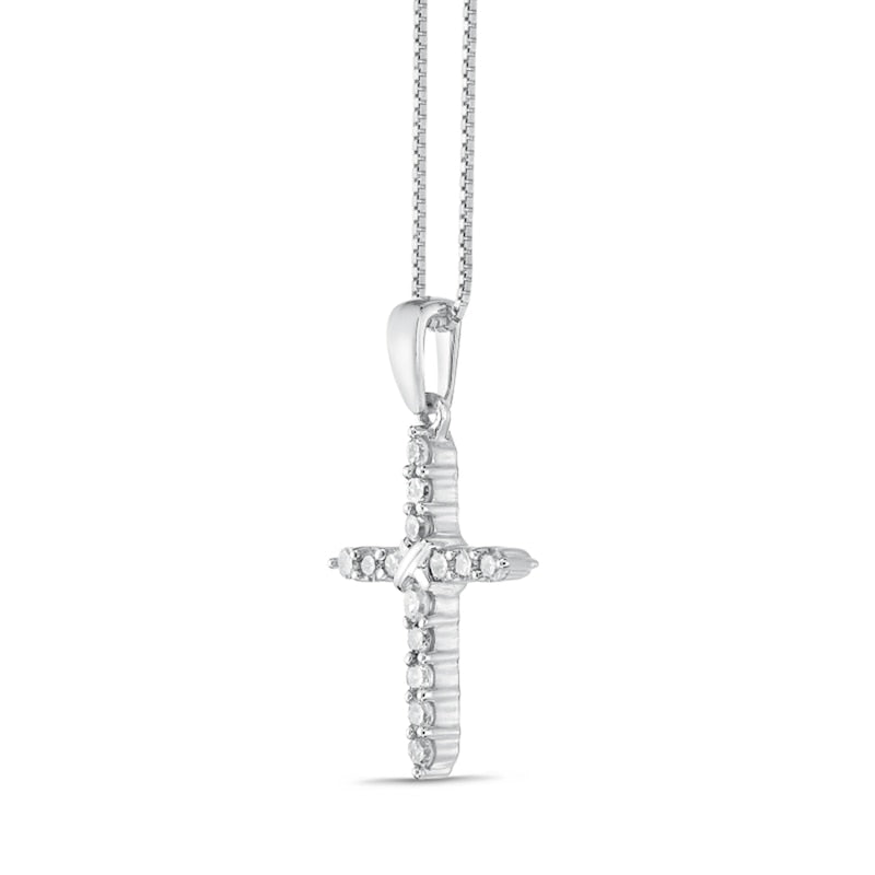 0.2 CT. T.W. Natural Diamond Cross Pendant in 10K White Gold