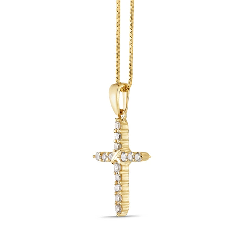 0.2 CT. T.W. Natural Diamond Cross Pendant in 10K Yellow Gold