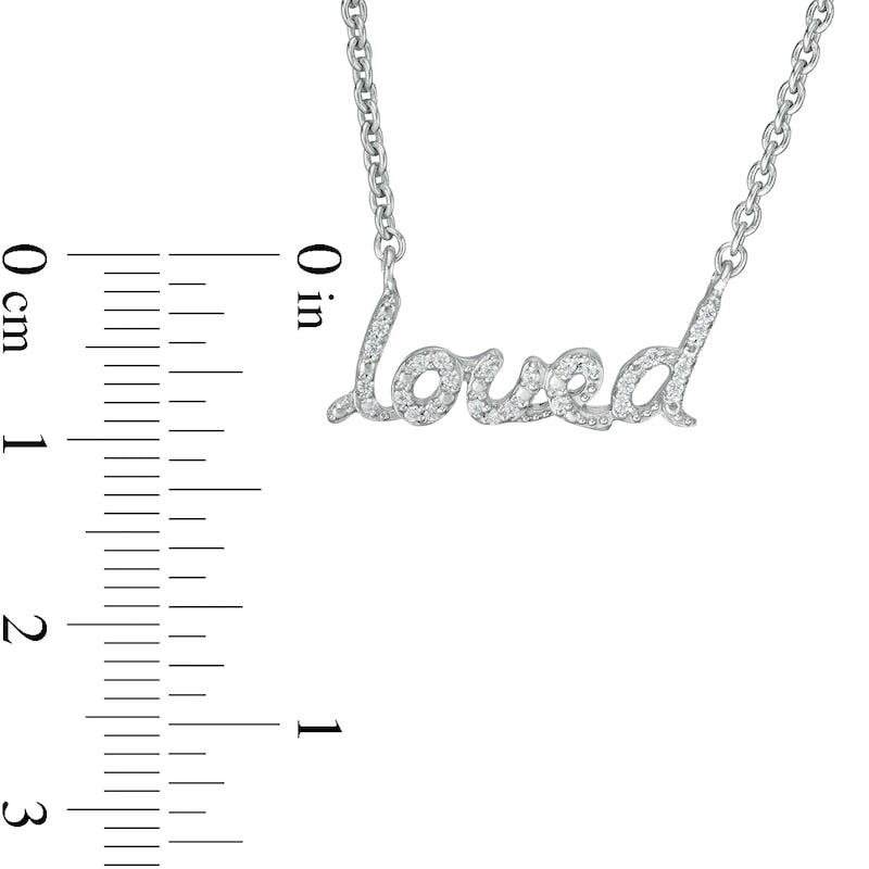 0.1 CT. T.W. Natural Diamond "loved" Necklace in Sterling Silver