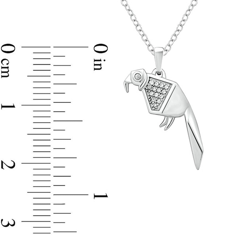 0.05 CT. T.W. Natural Diamond Origami Parrot Pendant in Sterling Silver