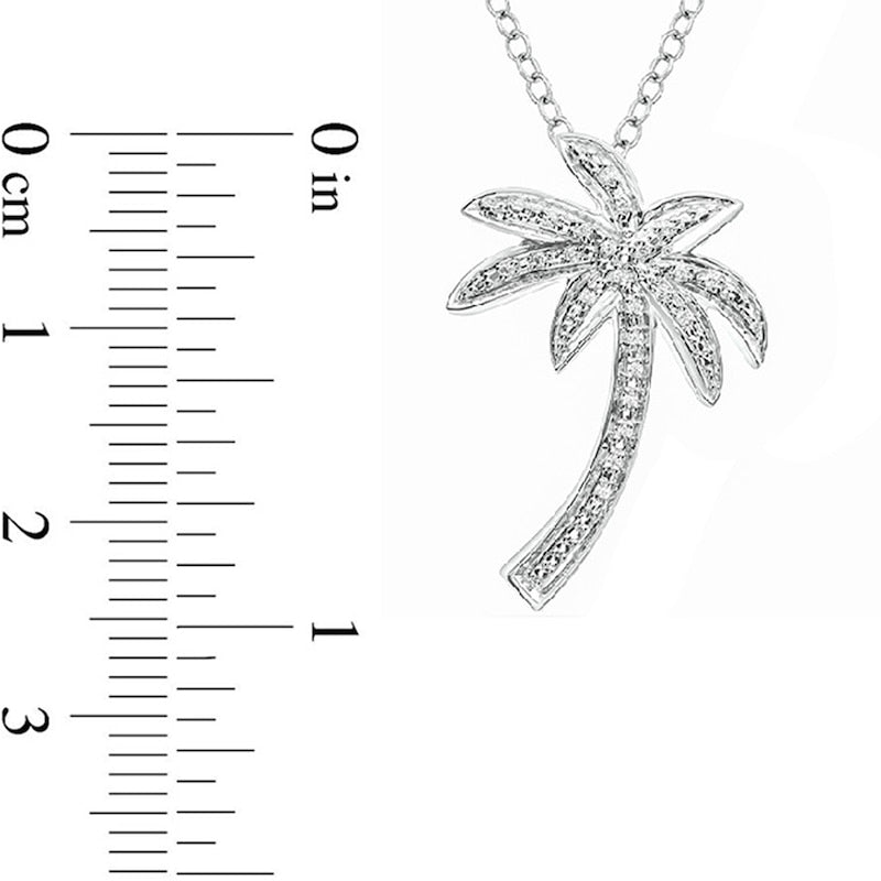 0.05 CT. T.W. Natural Diamond Palm Tree Pendant in Sterling Silver