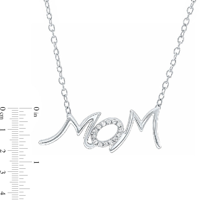 0.05 CT. T.W. Natural Diamond "MOM" Necklace in 10K White Gold