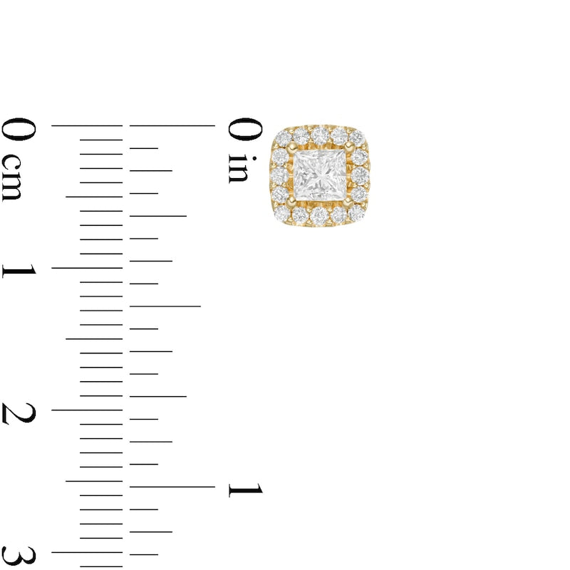 1 CT. T.W. Princess-Cut Diamond Frame Stud Earrings in 14K Gold (I/I2)