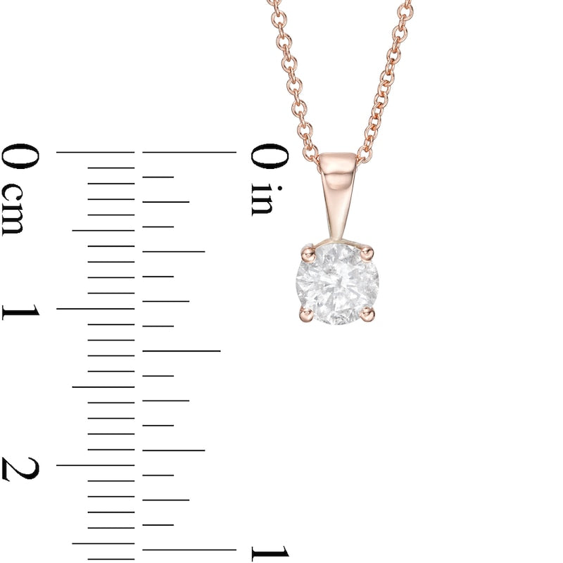 0.63 CT. Natural Clarity Enhanced Solitaire Pendant in 10K Rose Gold (I/I3)