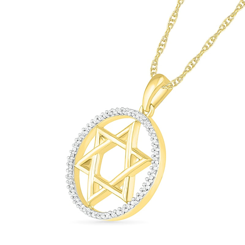 0.1 CT. T.W. Natural Diamond Star of David Pendant in Sterling Silver with 14K Gold Plate