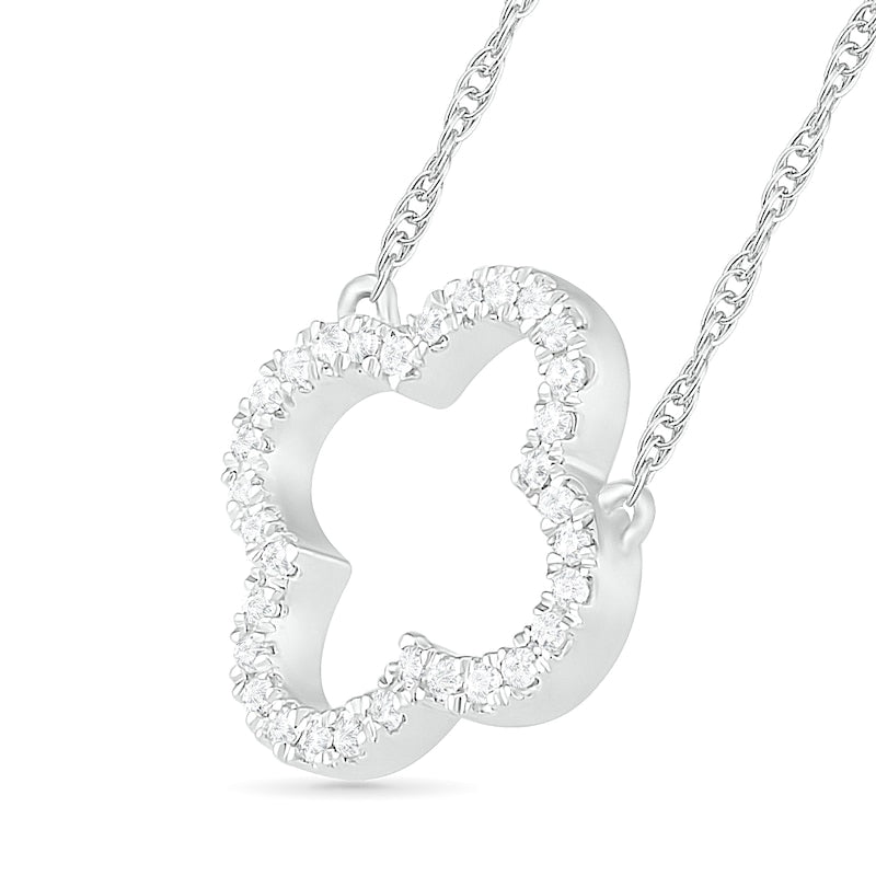 0.1 CT. T.W. Natural Diamond Clover Necklace in Sterling Silver