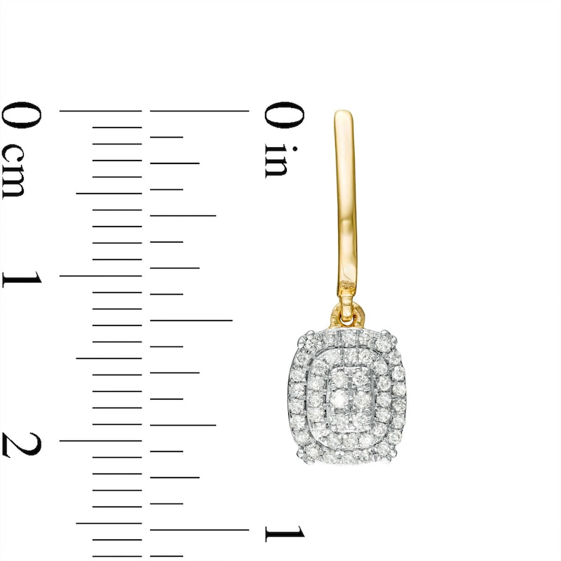 0.33 CT. T.W. Composite Diamond Elongated Cushion Frame Drop Earrings in 10K Gold