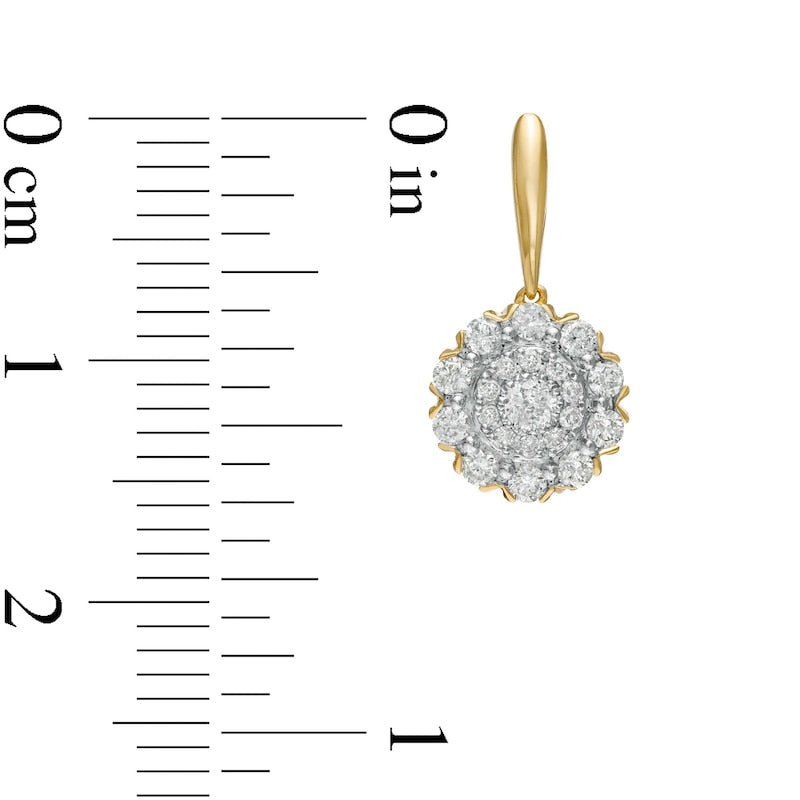 0.5 CT. T.W. Composite Diamond Flower Frame Drop Earrings in 10K Gold